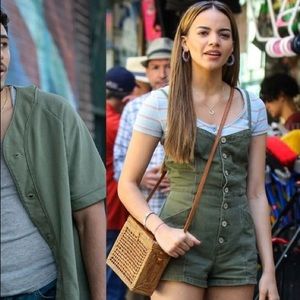 Forever 21 green button up romper